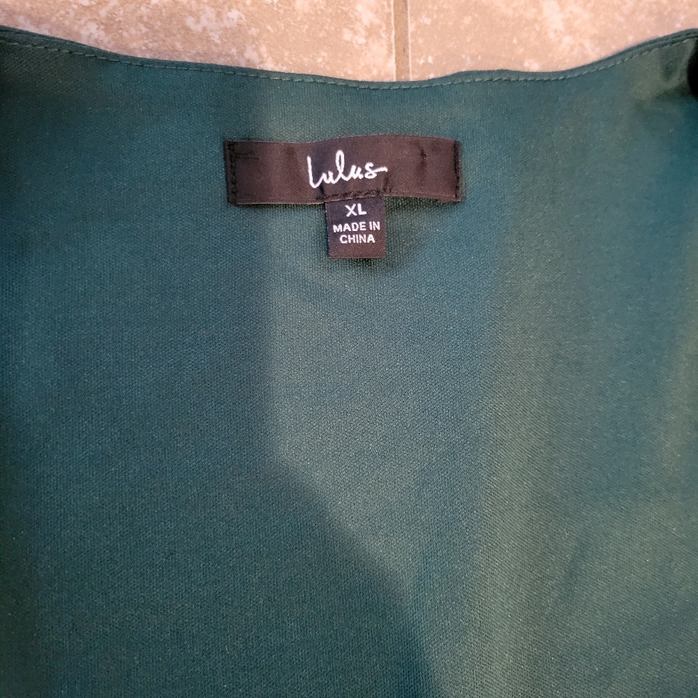 Lulu's Emerald Green Long Sleeve Wrap Gown Bohemian Bridesmaid Dress. Size XL - Picture 8 of 12